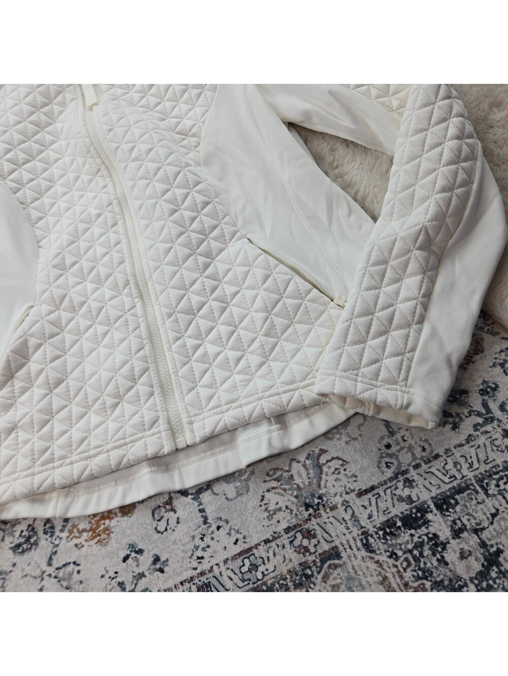 Avia White Quilted Fabric Zip Jacket Women Large L(12-14) - Picture 6 of 7